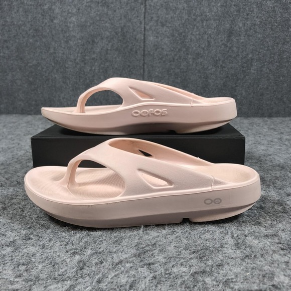 OOFOS Recovery Flip Flops Womens 8 Pink Thong Sandals Comfort - Picture 3 of 16